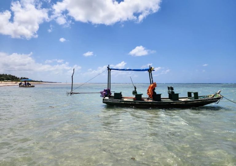 Mar tranquilo e cristalino de São Miguel dos Milagres