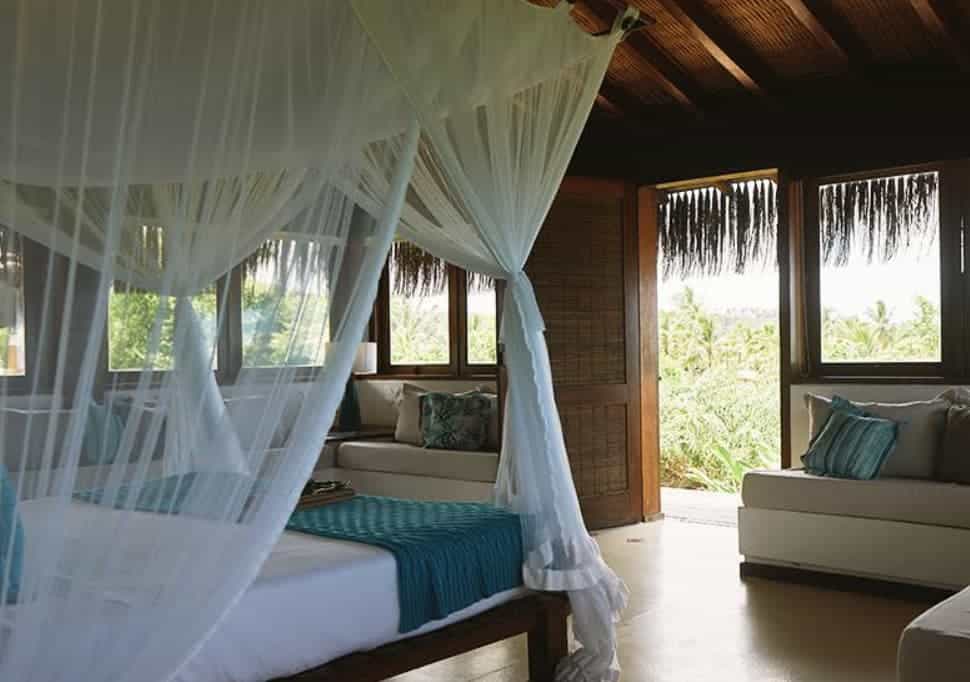 Quarto de casal do resort Txai, um dos melhores do Nordeste.